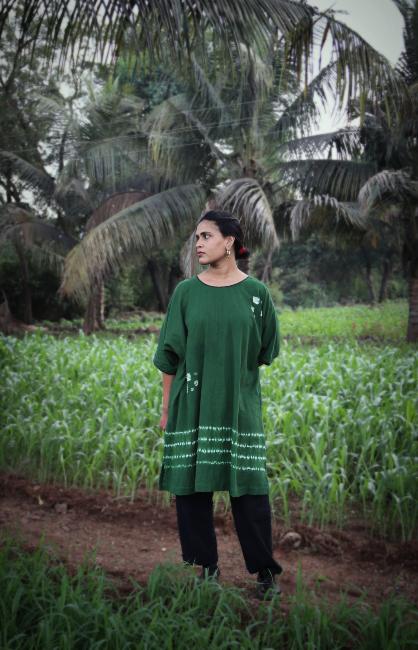 Basil green kaftan dress