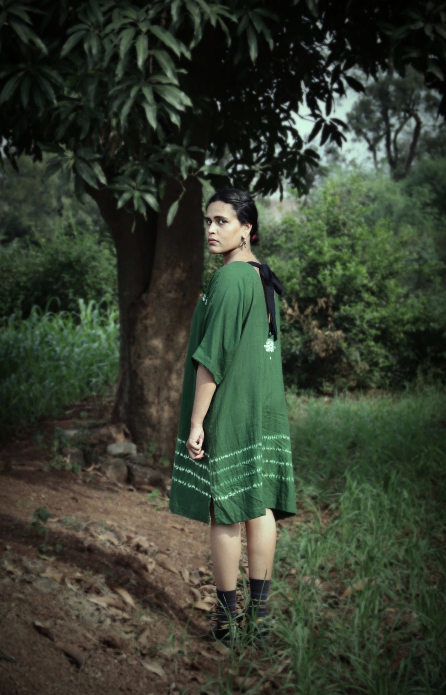 Basil green kaftan dress